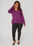 Ribbed Peplum Cardigan