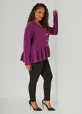 Ribbed Peplum Cardigan