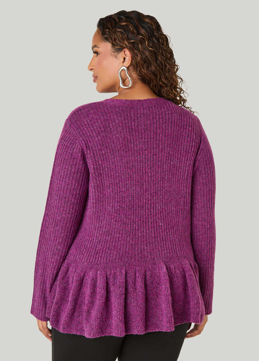 Ribbed Peplum Cardigan