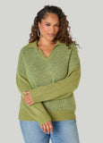 Boucle Paneled V Neck Sweater