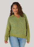Boucle Paneled V Neck Sweater