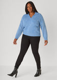 Boucle Paneled V Neck Sweater
