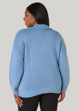 Boucle Paneled V Neck Sweater