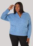 Boucle Paneled V Neck Sweater