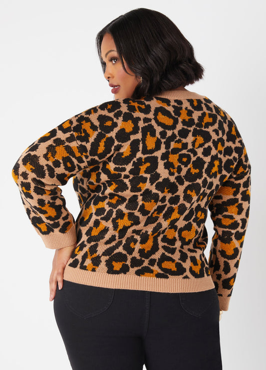 Metallic Animal Intarsia Sweater