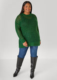 Open Knit Crewneck Sweater