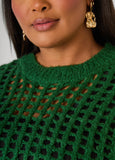 Open Knit Crewneck Sweater
