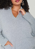 V Neck Boucle Knit Pullover