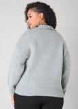 V Neck Boucle Knit Pullover