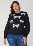 Plus Size Faux Pearl Bow Sweater