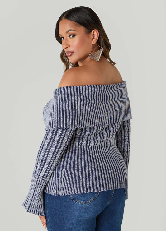 Foldover Zip Front Sweater