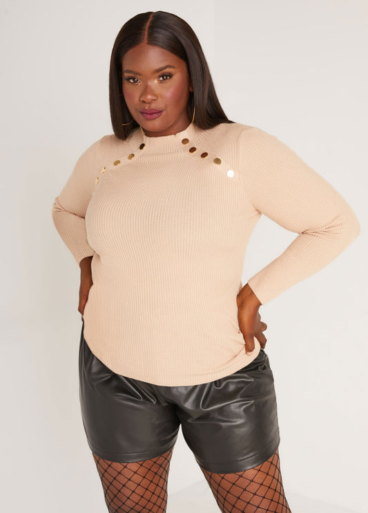 Button Embellished Sweater