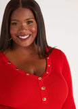 Snap Detailed Ribbed Sweater