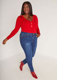 Snap Detailed Ribbed Sweater