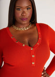 Snap Detailed Ribbed Sweater