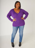 Ribbed Faux Wrap Top