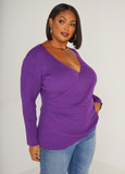 Ribbed Faux Wrap Top