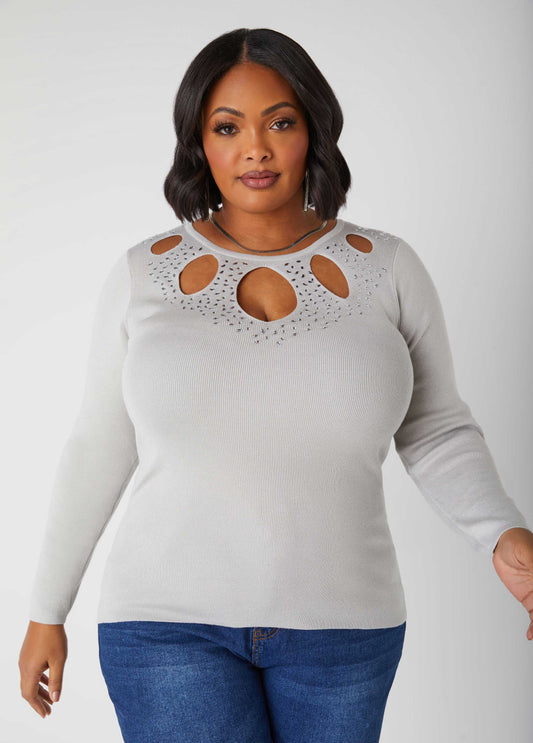 Crystal Cutout Sweater