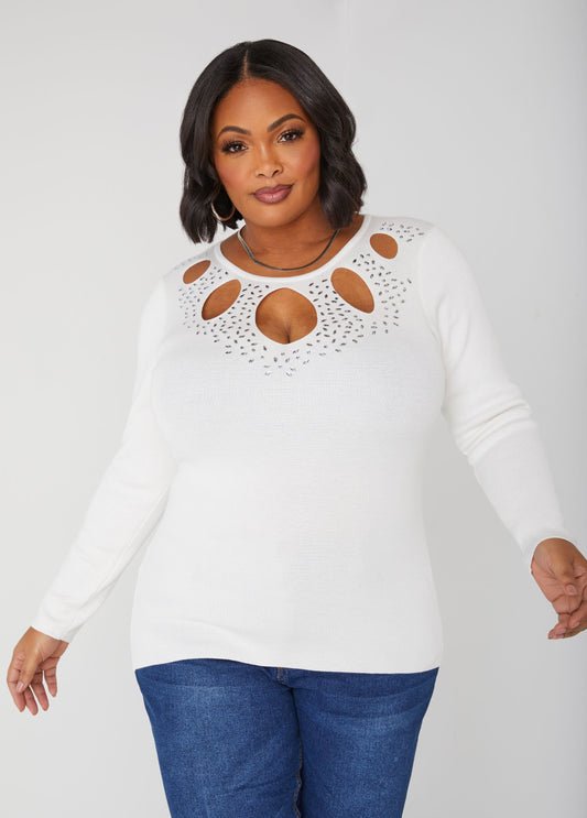 Crystal Cutout Sweater