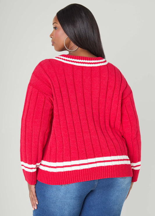 Striped Cable Knit Sweater