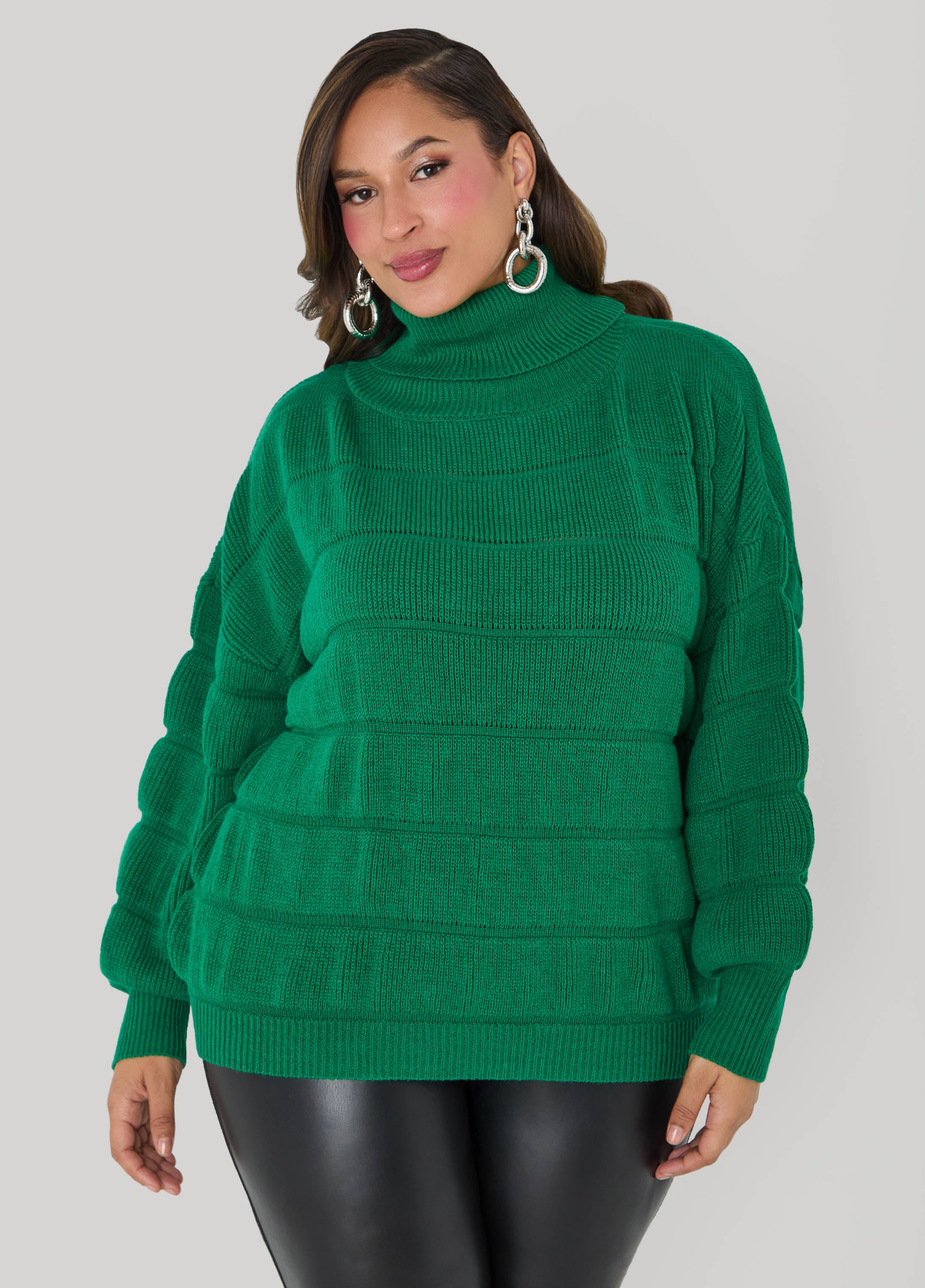 Plus Size Puff Effect Turtleneck Sweater