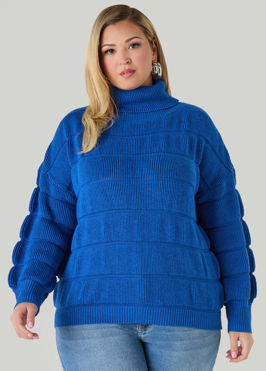 Puff Effect Turtleneck Sweater