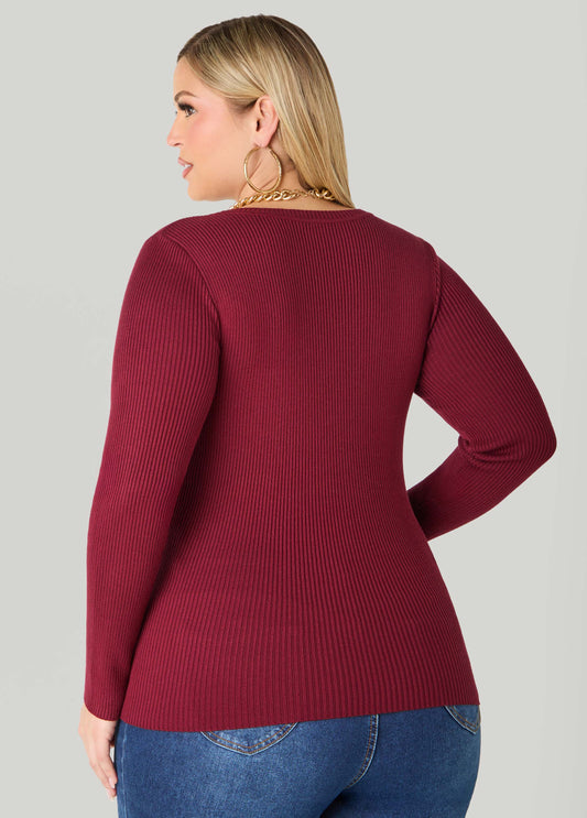 Ribbed Scoop Neck Sweater