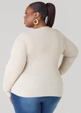 Ribbed Knit V Neck Sweater