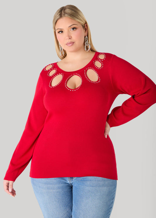 Crystal Cutout Sweater