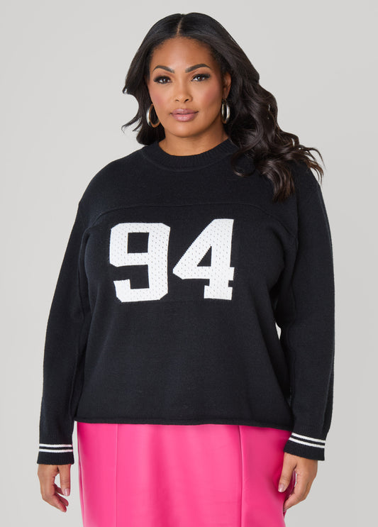 Plus Size Varsity Pullover Sweater