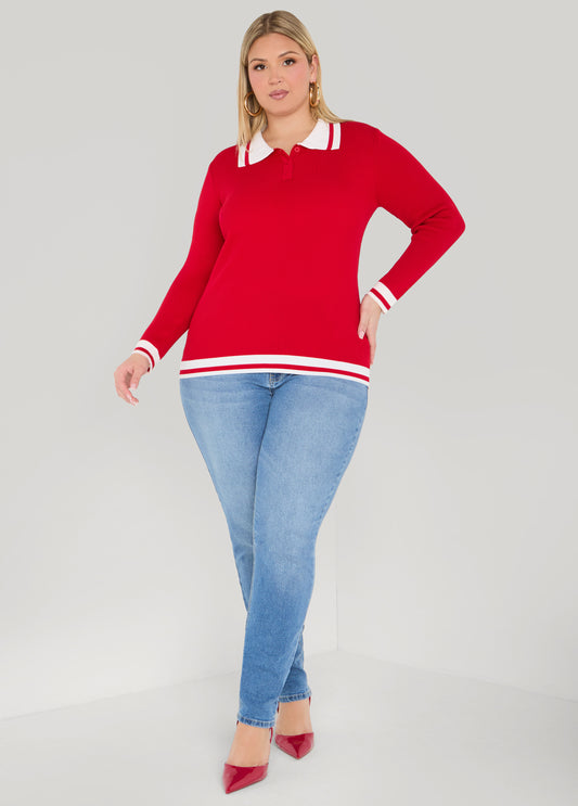 Striped Polo Sweater