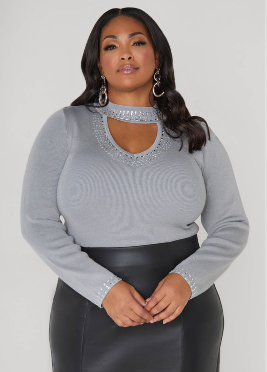 Crystal Cutout Sweater