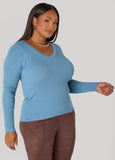 V Neck Ribbed Sweater