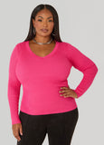 V Neck Ribbed Sweater