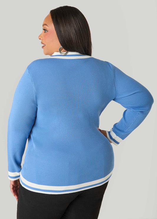 Ribbed Polo Sweater