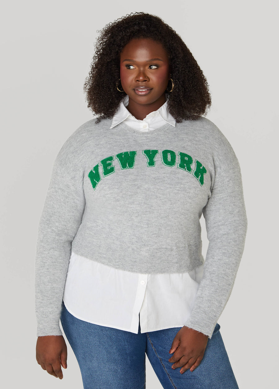 Embroidered Paneled Sweater
