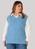 V Neck Cable Knit Vest