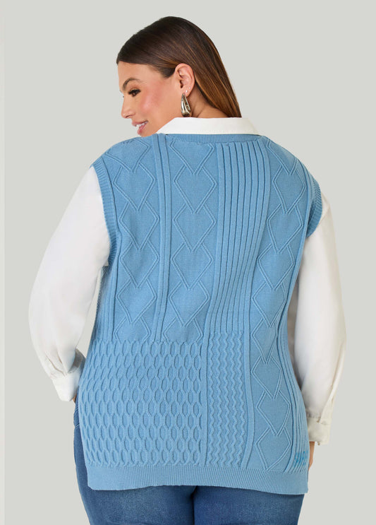 V Neck Cable Knit Vest