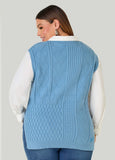V Neck Cable Knit Vest