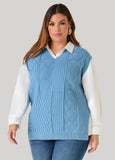 V Neck Cable Knit Vest
