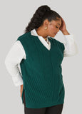 Cable Knit V Neck Vest