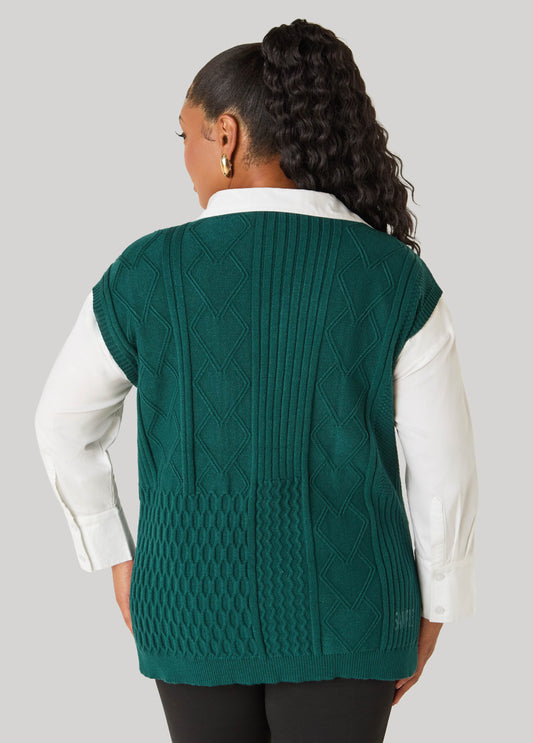 Cable Knit V Neck Vest