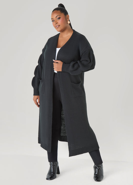 Plus Size Puff Sleeve Cardigan