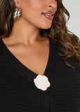 Ribbed Rosette Cardigan