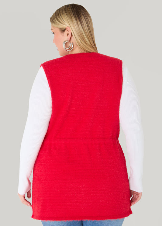 Drawstring Brushed Knit Vest