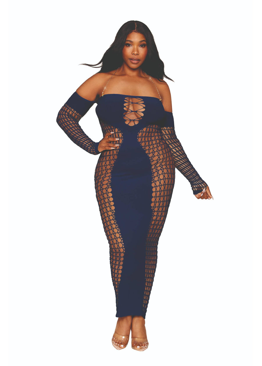 Plus Size Dreamgirl Chain Trimmed Lingerie Gown