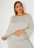 Plus Size Loungewear Sleep Set Tee Trendy French Terry Lounge Set