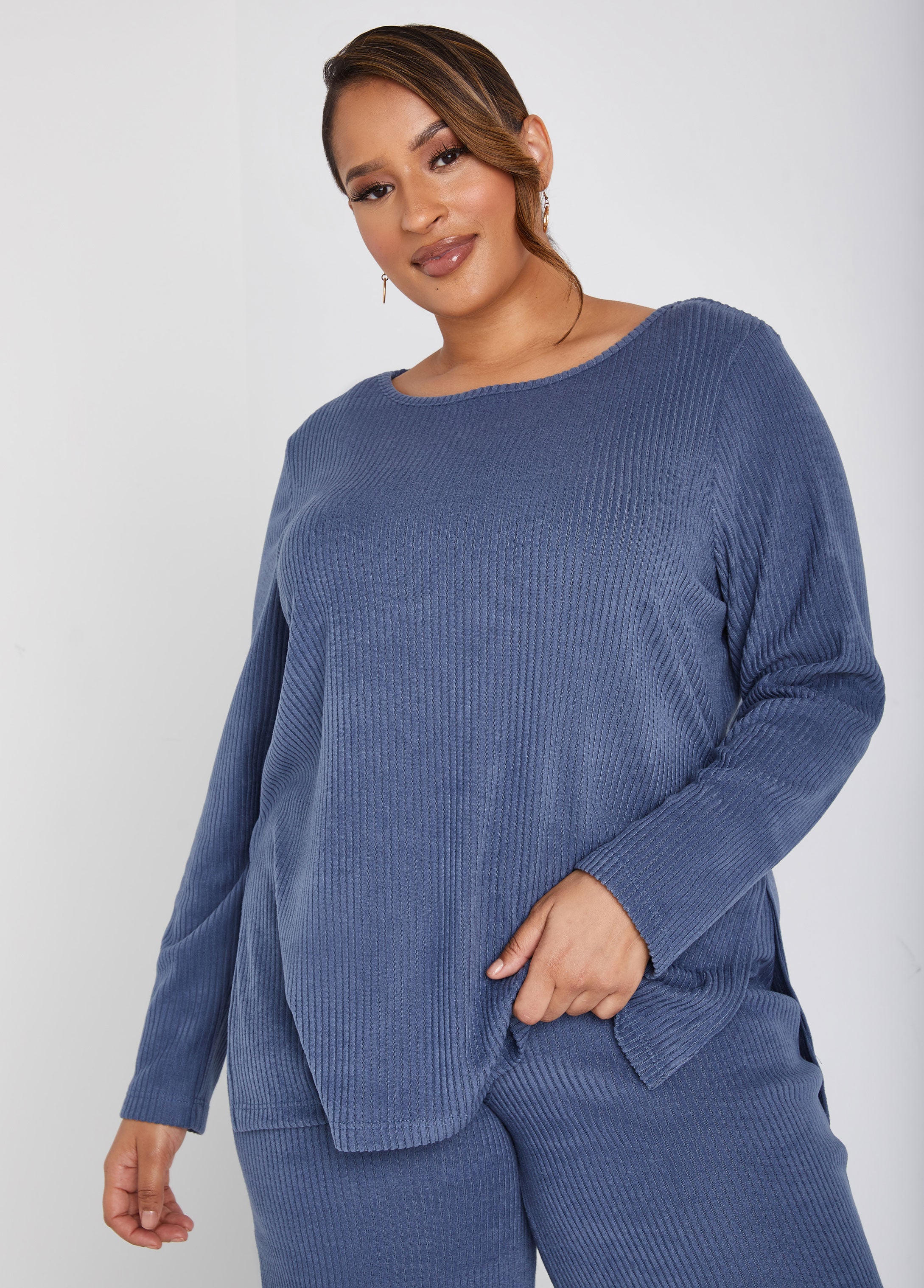 Plus Size Loungewear Sleep Set Tunic Trendy Fleece Lounge