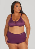 Plus Size Lattice Trimmed Wireless Lace Bra