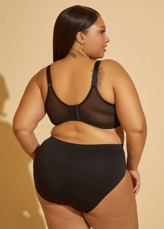 Lace Trimmed Mesh Underwire Bra